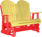LuxCraft LuxCraft Yellow 4 ft. Recycled Plastic Adirondack Outdoor Glider With Cup Holder Yellow on Red Adirondack Glider 4APGYR-CH