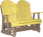 LuxCraft LuxCraft Yellow 4 ft. Recycled Plastic Adirondack Outdoor Glider With Cup Holder Yellow on Weatherwood Adirondack Glider 4APGYWW-CH