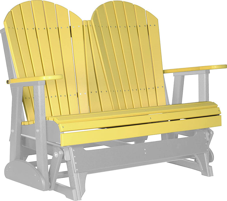 LuxCraft LuxCraft Yellow 4 ft. Recycled Plastic Adirondack Outdoor Glider Yellow on Dove Gray Adirondack Glider 4APGYDG