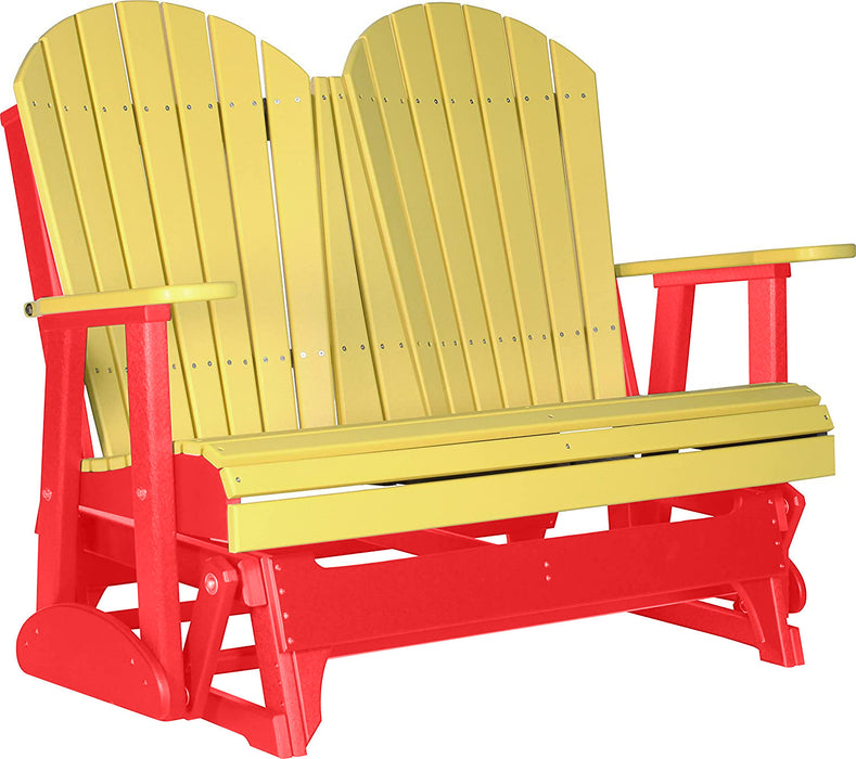 LuxCraft LuxCraft Yellow 4 ft. Recycled Plastic Adirondack Outdoor Glider Yellow on Red Adirondack Glider 4APGYR