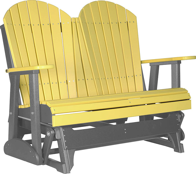 LuxCraft LuxCraft Yellow 4 ft. Recycled Plastic Adirondack Outdoor Glider Yellow on Slate Adirondack Glider 4APGYS