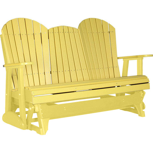 LuxCraft LuxCraft Yellow 5 ft. Recycled Plastic Adirondack Outdoor Glider With Cup Holder Yellow Adirondack Glider 5APGY-CH