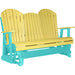 LuxCraft LuxCraft Yellow 5 ft. Recycled Plastic Adirondack Outdoor Glider With Cup Holder Yellow on Aruba Blue Adirondack Glider 5APGYAB-CH