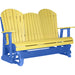 LuxCraft LuxCraft Yellow 5 ft. Recycled Plastic Adirondack Outdoor Glider With Cup Holder Yellow on Blue Adirondack Glider 5APGYBL-CH