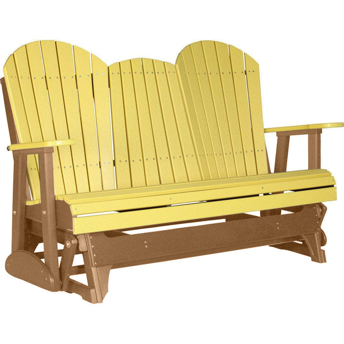 LuxCraft LuxCraft Yellow 5 ft. Recycled Plastic Adirondack Outdoor Glider With Cup Holder Yellow on Cedar Adirondack Glider 5APGYC-CH