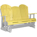 LuxCraft LuxCraft Yellow 5 ft. Recycled Plastic Adirondack Outdoor Glider With Cup Holder Yellow on Dove Gray Adirondack Glider 5APGYDG-CH