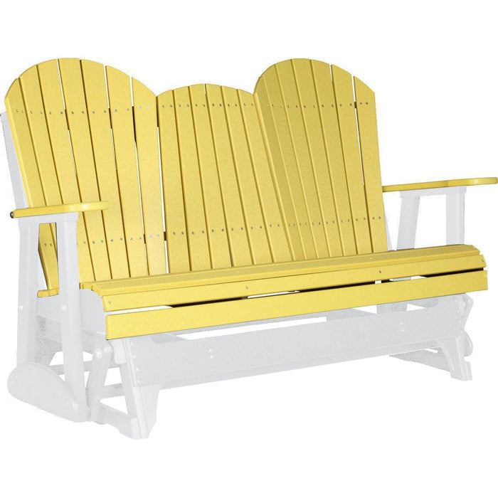 LuxCraft LuxCraft Yellow 5 ft. Recycled Plastic Adirondack Outdoor Glider With Cup Holder Yellow on White Adirondack Glider 5APGYWH-CH