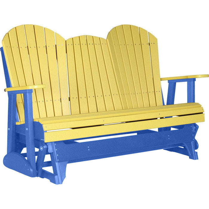 LuxCraft LuxCraft Yellow 5 ft. Recycled Plastic Adirondack Outdoor Glider Yellow on Blue Adirondack Glider 5APGYBL