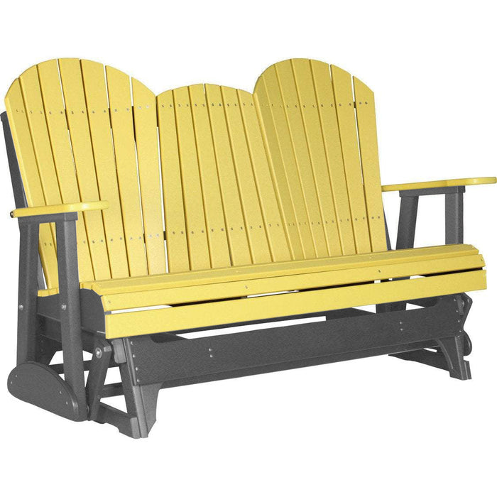LuxCraft LuxCraft Yellow 5 ft. Recycled Plastic Adirondack Outdoor Glider Yellow on Slate Adirondack Glider 5APGYS