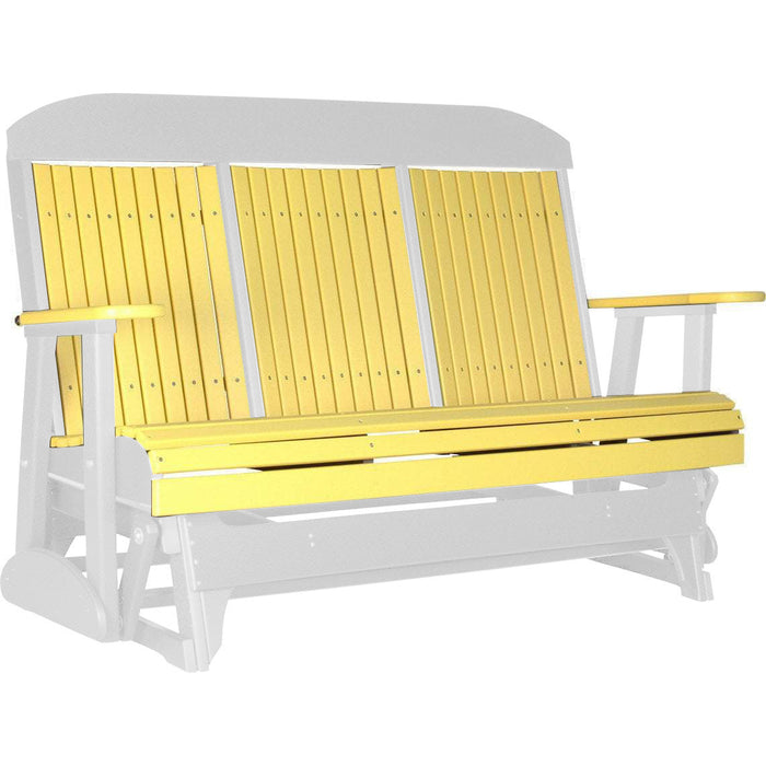LuxCraft LuxCraft Yellow 5 ft. Recycled Plastic Highback Outdoor Glider With Cup Holder Yellow on White Highback Glider 5CPGYWH-CH