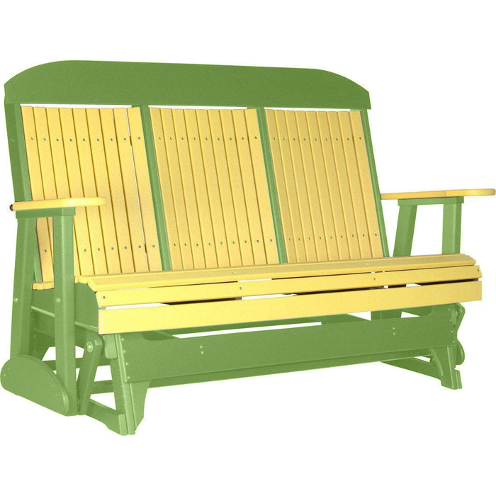 LuxCraft LuxCraft Yellow 5 ft. Recycled Plastic Highback Outdoor Glider Yellow on Lime Green Highback Glider 5CPGYLG