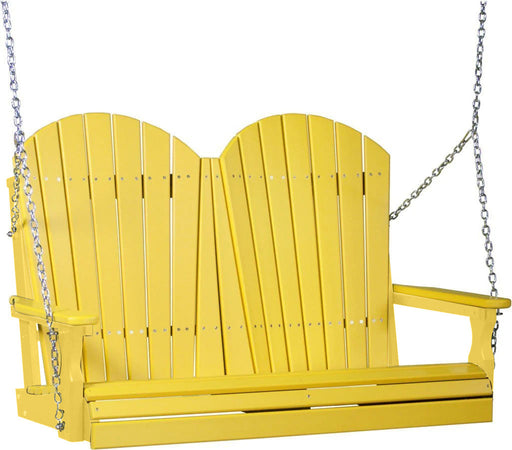 LuxCraft LuxCraft Yellow Adirondack 4ft. Recycled Plastic Porch Swing With Cup Holder Yellow / Adirondack Porch Swing Porch Swing 4APSY-CH