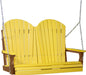 LuxCraft LuxCraft Yellow Adirondack 4ft. Recycled Plastic Porch Swing With Cup Holder Yellow on Antique Mahogany / Adirondack Porch Swing Porch Swing 4APSYAM-CH