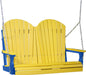 LuxCraft LuxCraft Yellow Adirondack 4ft. Recycled Plastic Porch Swing With Cup Holder Yellow on Blue / Adirondack Porch Swing Porch Swing 4APSYBL-CH