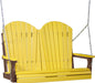 LuxCraft LuxCraft Yellow Adirondack 4ft. Recycled Plastic Porch Swing With Cup Holder Yellow on Chestnut Brown / Adirondack Porch Swing Porch Swing 4APSYCB-CH