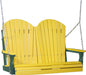 LuxCraft LuxCraft Yellow Adirondack 4ft. Recycled Plastic Porch Swing With Cup Holder Yellow on Green / Adirondack Porch Swing Porch Swing 4APSYG-CH
