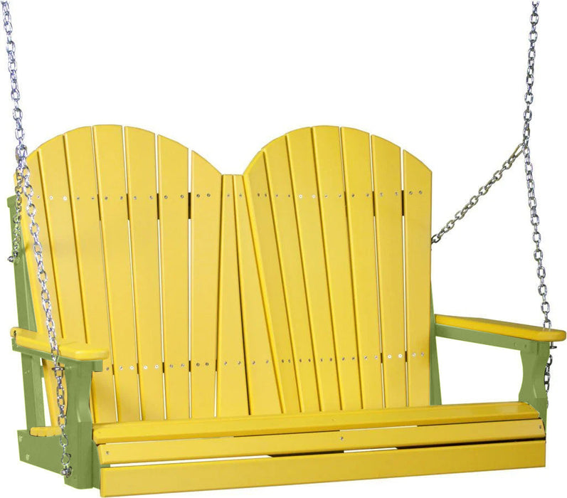 LuxCraft LuxCraft Yellow Adirondack 4ft. Recycled Plastic Porch Swing With Cup Holder Yellow on Lime Green / Adirondack Porch Swing Porch Swing 4APSYLG-CH