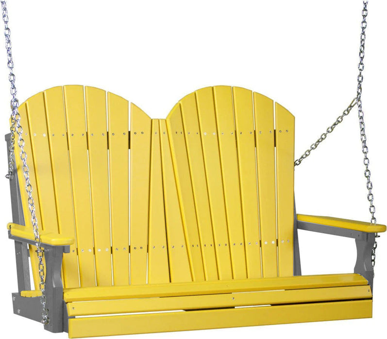 LuxCraft LuxCraft Yellow Adirondack 4ft. Recycled Plastic Porch Swing With Cup Holder Yellow on Slate / Adirondack Porch Swing Porch Swing 4APSYS-CH