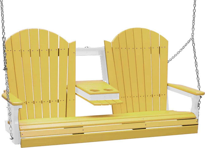 LuxCraft LuxCraft Yellow Adirondack 5ft. Recycled Plastic Porch Swing Porch Swing
