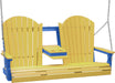 LuxCraft LuxCraft Yellow Adirondack 5ft. Recycled Plastic Porch Swing With Cup Holder Yellow on Blue / Adirondack Porch Swing Porch Swing 5APSYBL