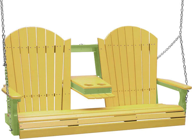 LuxCraft LuxCraft Yellow Adirondack 5ft. Recycled Plastic Porch Swing Yellow on Lime Green / Adirondack Porch Swing Porch Swing 5APSYLG