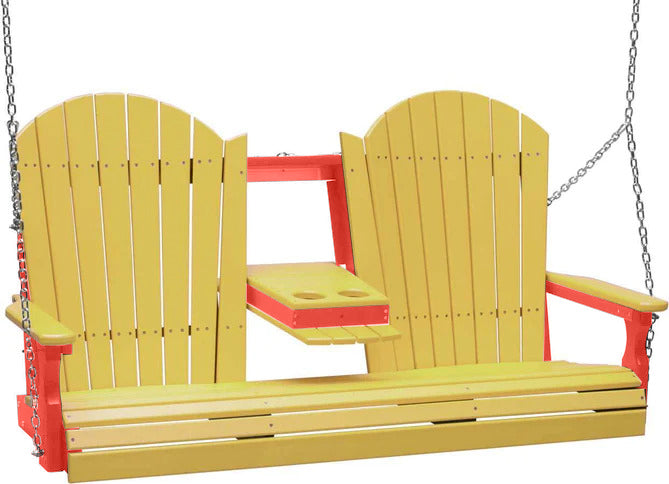 LuxCraft LuxCraft Yellow Adirondack 5ft. Recycled Plastic Porch Swing Porch Swing