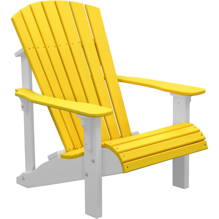 LuxCraft LuxCraft Yellow Deluxe Recycled Plastic Adirondack Chair Yellow on Dove Gray Adirondack Deck Chair PDACYDG