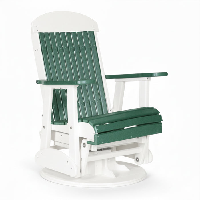 LuxCraft Green 2 foot Classic Highback Recycled Plastic Swivel Glider Chair With Cup Holder