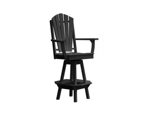 A & L Furniture A & L Furniture Adirondack Swivel Bar Chair w/ Arms Black Dining Chair 4124-Black
