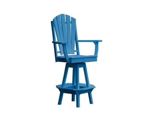 A & L Furniture A & L Furniture Adirondack Swivel Bar Chair w/ Arms Blue Dining Chair 4124-Blue