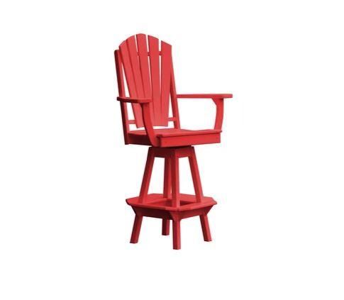 A & L Furniture A & L Furniture Adirondack Swivel Bar Chair w/ Arms Bright Red Dining Chair 4124-BrightRed