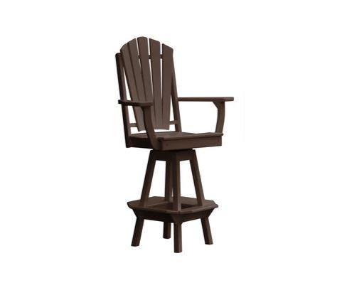 A & L Furniture A & L Furniture Adirondack Swivel Bar Chair w/ Arms Tudor Brown Dining Chair 4124-TudorBrown