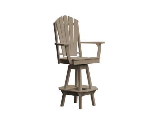 A & L Furniture A & L Furniture Adirondack Swivel Bar Chair w/ Arms Weathered Wood Dining Chair 4124-WeatheredWood