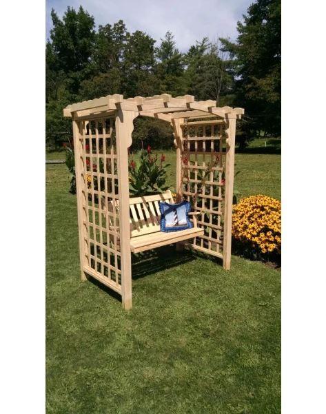 A & L Furniture A & L Furniture Amish Handcrafted Pine Cambridge Arbor & Swing 5 ft / Pine Stain Pine Arbor 1516-CS