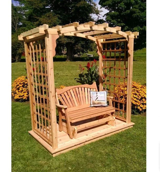 A & L Furniture A & L Furniture Amish Handcrafted Pine Cambridge Arbor w/ Deck & Glider 5 ft / pine Stain Pine Arbor 1536-CS