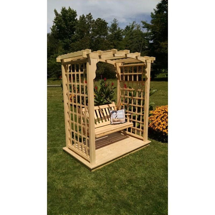 A & L Furniture A & L Furniture Amish Handcrafted Pine Cambridge Arbor w/ Deck & Swing Pine Arbor