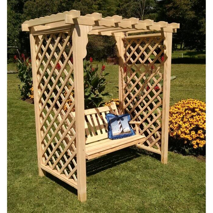 A & L Furniture A & L Furniture Amish Handcrafted Pine Covington Arbor & Swing 5 ft / Pine Stain Pine Arbor 1514-CS
