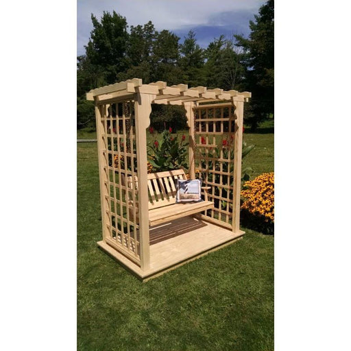 A & L Furniture A & L Furniture Amish Handcrafted Pine Lexington Arbor w/ Deck & Swing 5 ft / pine Stain Pine Arbor 1530-CS