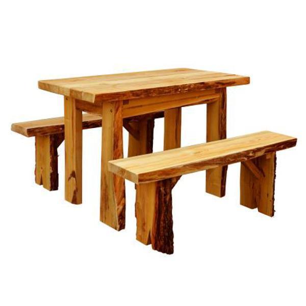 A & L Furniture A & L Furniture Autumnwood Table with 2 Wildwood Benches 4ft / Cedar Stain Autumnwood Table 8241L-4FT-CS