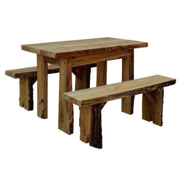 A & L Furniture A & L Furniture Autumnwood Table with 2 Wildwood Benches 4ft / Mushroom Stain Autumnwood Table 8241L-4FT-MS