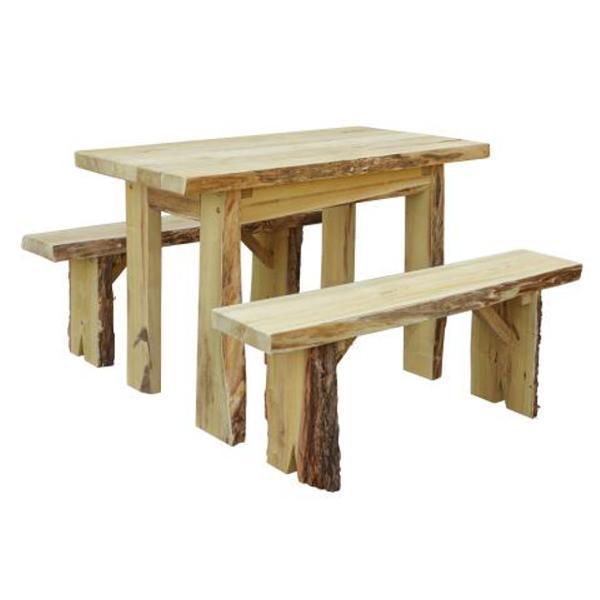 A & L Furniture A & L Furniture Autumnwood Table with 2 Wildwood Benches 4ft / Unfinished Autumnwood Table 8241L-4FT-UNF