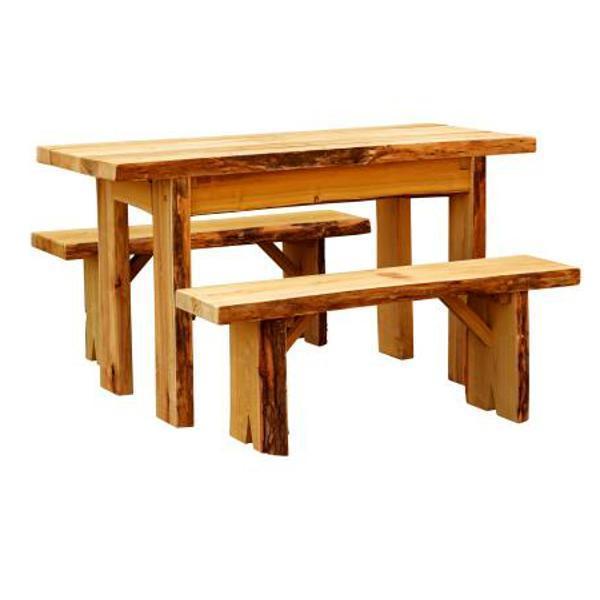 A & L Furniture A & L Furniture Autumnwood Table with 2 Wildwood Benches 5ft / Cedar Stain Autumnwood Table 8251L-5FT-CS