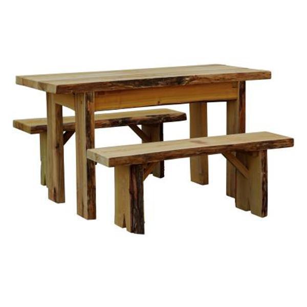 A & L Furniture A & L Furniture Autumnwood Table with 2 Wildwood Benches 5ft / Mushroom Stain Autumnwood Table 8251L-5FT-MS