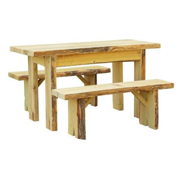 A & L Furniture A & L Furniture Autumnwood Table with 2 Wildwood Benches 5ft / Natural Stain Autumnwood Table 8251L-5FT-NS