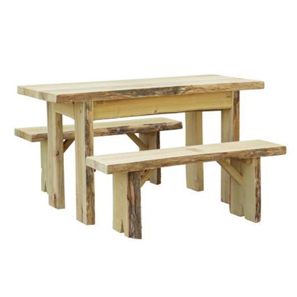 A & L Furniture A & L Furniture Autumnwood Table with 2 Wildwood Benches 5ft / Unfinished Autumnwood Table 8251L-5FT-UNF