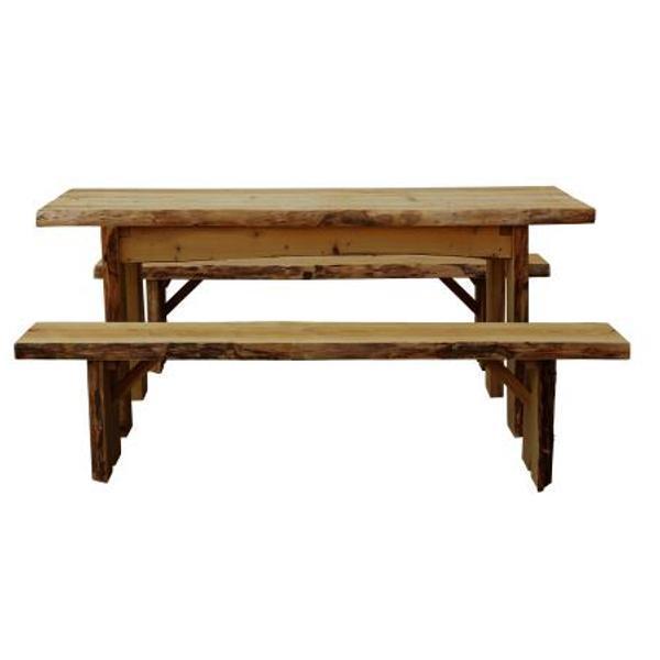A & L Furniture A & L Furniture Autumnwood Table with 2 Wildwood Benches 6ft / Mushroom Stain Autumnwood Table 8261L-6FT-MS
