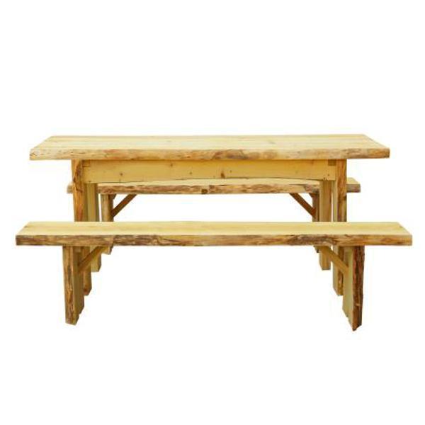 A & L Furniture A & L Furniture Autumnwood Table with 2 Wildwood Benches 6ft / Natural Stain Autumnwood Table 8261L-6FT-NS