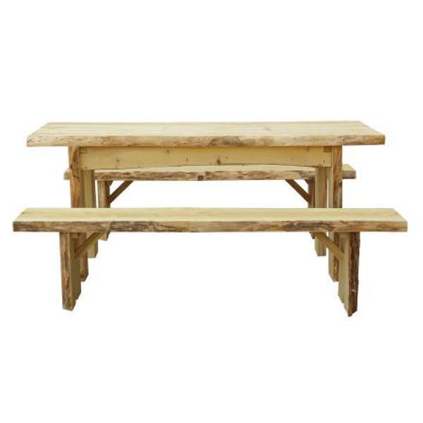 A & L Furniture A & L Furniture Autumnwood Table with 2 Wildwood Benches 6ft / Unfinished Autumnwood Table 8261L-6FT-UNF