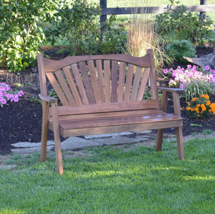 A & L Furniture A & L Furniture Cedar Fanback Garden Bench 4FT / Cedar Bench 481C-4FT-Cedar