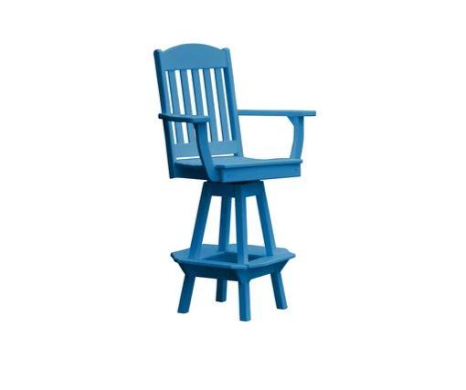 A & L Furniture A & L Furniture Classic Swivel Bar Chair w/ Arms Blue Dining Chair 4120-Blue